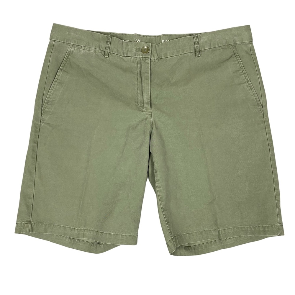 GAP Boyfriend Roll-Up Khaki Shorts Women 10 Olive Green Cotton Twill Mid Rise